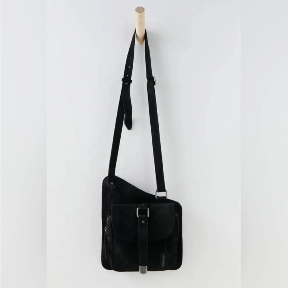 NEW Free People Cornell Suede Sling bag Adjustable Strap Black